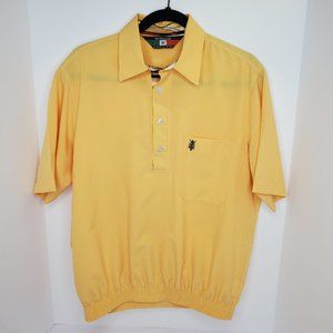 D'Accord 80’s Mens Shirt Size Medium Short Sleeve Button Front bright yello